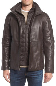 Hartz Leather Jacket with Quilted Bib