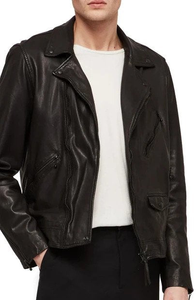 Holt Slim Fit Leather Biker Jacket