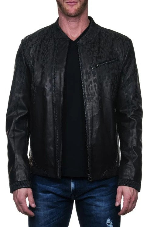 Drips Leather Bomber Jacket