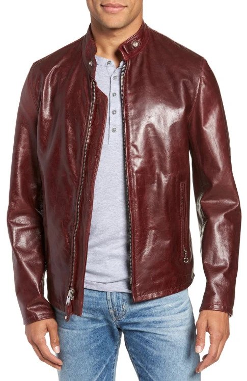 Café Racer Waxy Cowhide Leather Jacket