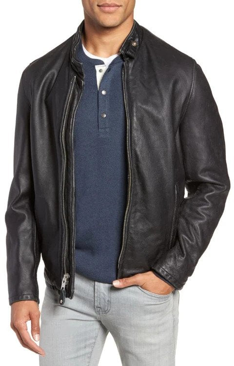 Cafe Racer Hand Vintage Cowhide Leather Jacket