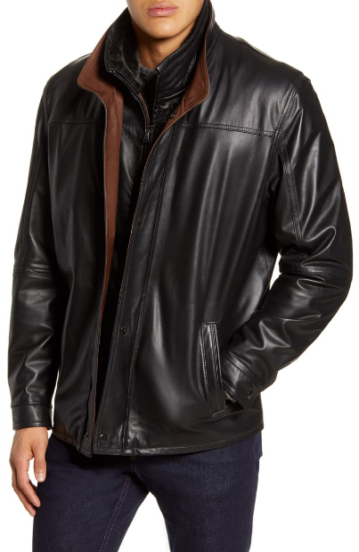 Leather Jacket with Removable Inset Bib