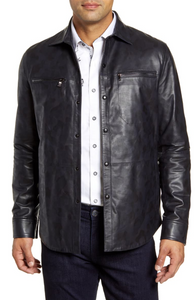 Gable Regular Fit Embossed Leather Shirt Jacket