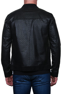 Mosaic Leather Bomber Jacket