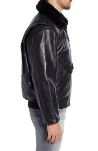Genuine Shearling Collar Jacket