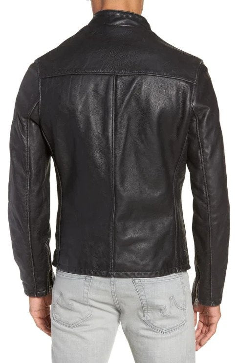 Cafe Racer Hand Vintage Cowhide Leather Jacket