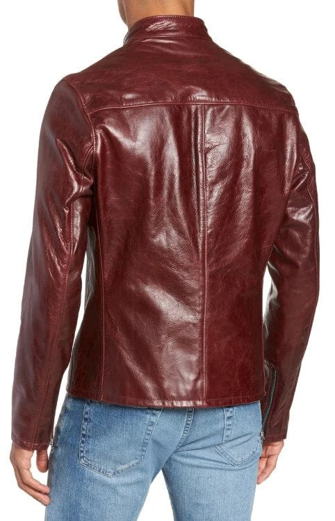 Café Racer Waxy Cowhide Leather Jacket