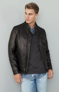 Café Racer Oil Tanned Cowhide Leather Moto Jacket