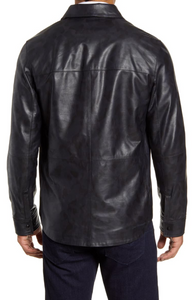 Gable Regular Fit Embossed Leather Shirt Jacket