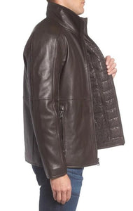 Hartz Leather Jacket with Quilted Bib