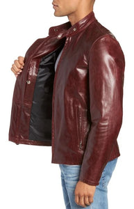 Café Racer Waxy Cowhide Leather Jacket