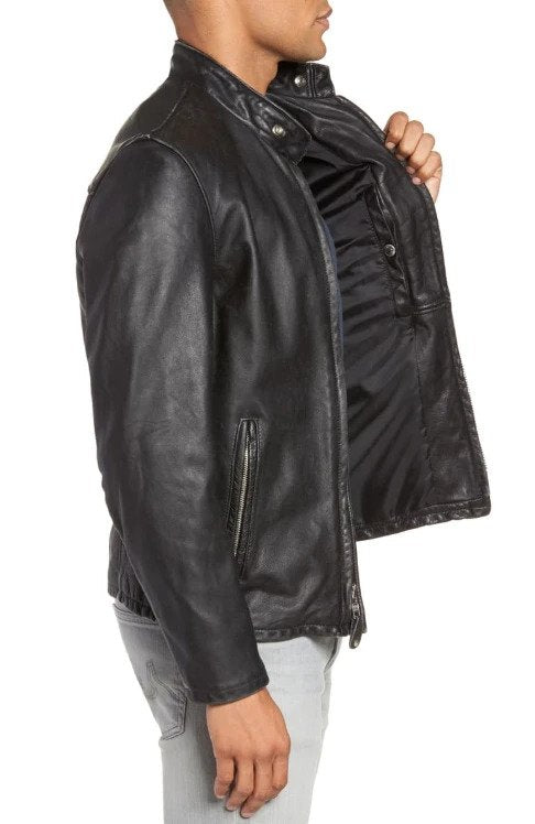 Cafe Racer Hand Vintage Cowhide Leather Jacket