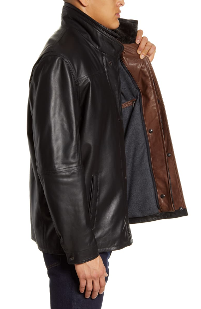 Leather Jacket with Removable Inset Bib