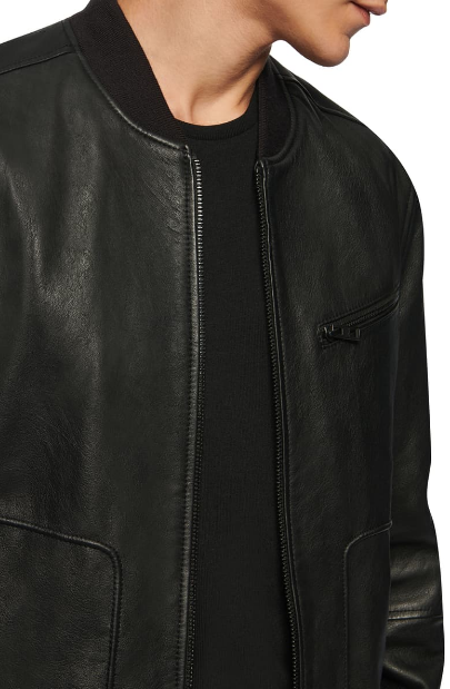 Praslin Zenith Lambskin Leather Bomber Jacket