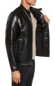 Café Racer Unlined Cowhide Leather Jacket