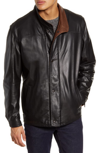 Leather Jacket with Removable Inset Bib