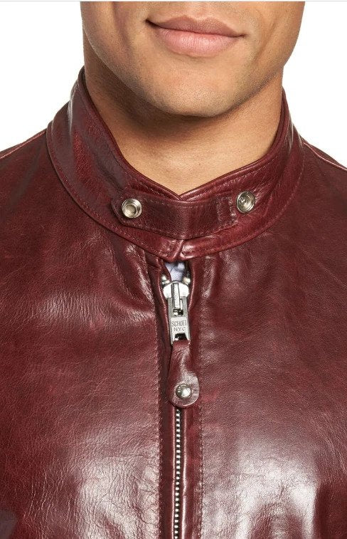 Café Racer Waxy Cowhide Leather Jacket