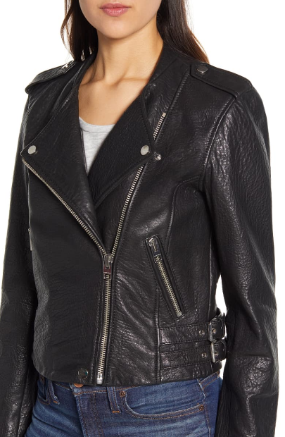 Pebble Leather Moto Jacket