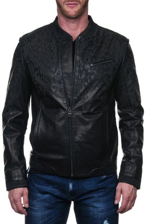 Drips Leather Bomber Jacket