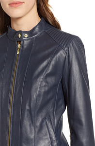 Cole Haan Leather Moto Jacket