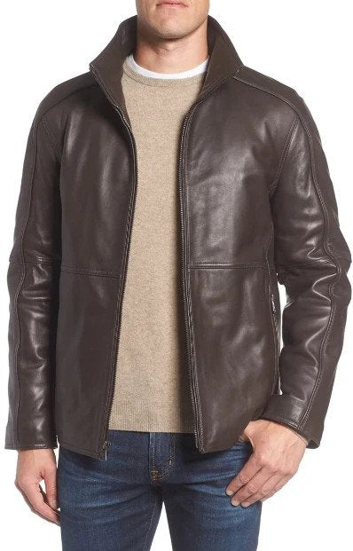 Hartz Leather Jacket with Quilted Bib