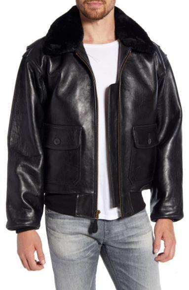 Genuine Shearling Collar Jacket