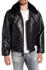 Genuine Shearling Collar Jacket