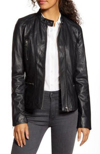 Meryl Classic Leather Biker Jacket