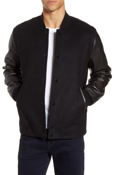 Boulder Slim Fit Wool Blend & Leather Jacket