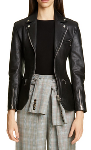 Ball Chain Peplum Leather Moto Jacket