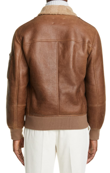 Genuine Shearling & Leather Aviator Jacket