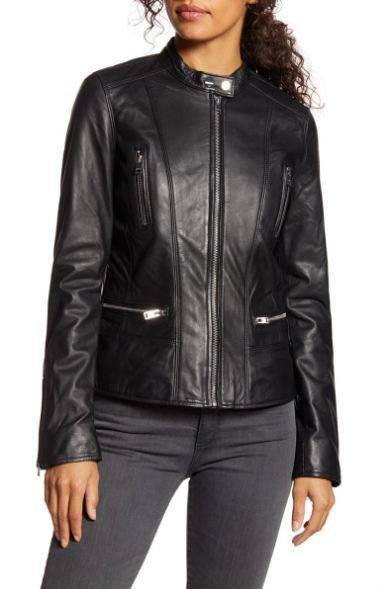 Meryl Classic Leather Biker Jacket