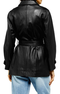 Casey Belted Leather Jacket