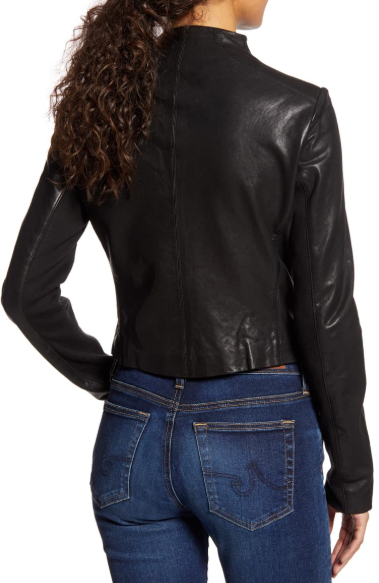 Kaila Funnel Neck Leather Jacket