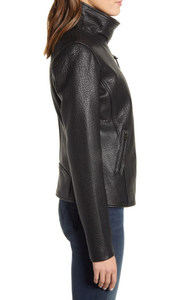 Sandy-N Lambskin Leather Moto Jacket