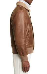 Genuine Shearling & Leather Aviator Jacket