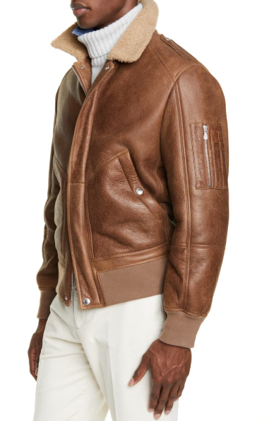 Genuine Shearling & Leather Aviator Jacket