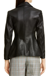 Ball Chain Peplum Leather Moto Jacket