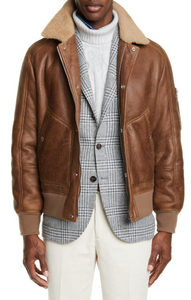 Genuine Shearling & Leather Aviator Jacket